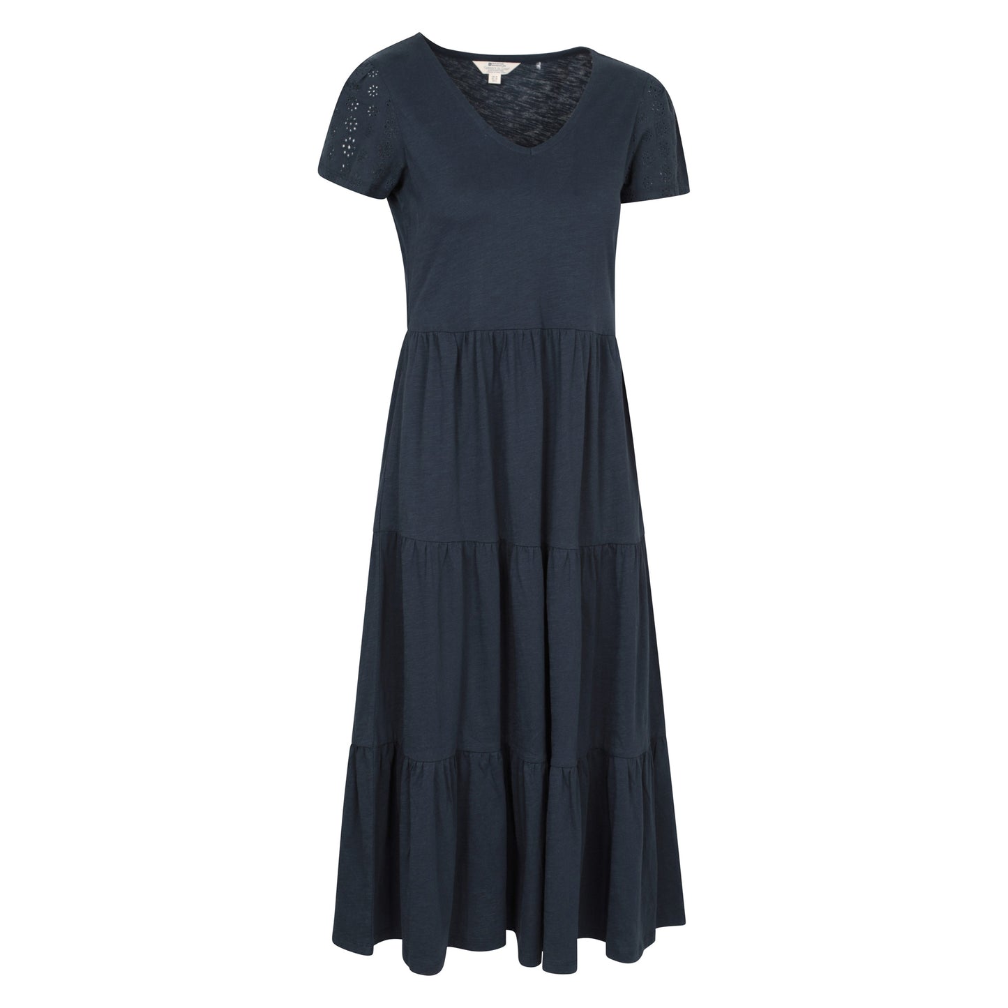 Navy - Side - Mountain Warehouse Womens-Ladies Malaga Tiered Broderie Sleeve Dress