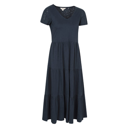 Navy - Side - Mountain Warehouse Womens-Ladies Malaga Tiered Broderie Sleeve Dress