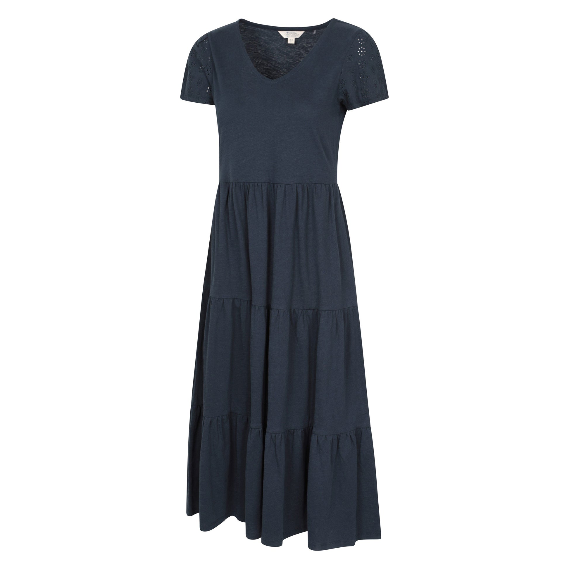 Navy - Lifestyle - Mountain Warehouse Womens-Ladies Malaga Tiered Broderie Sleeve Dress