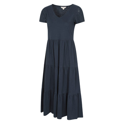 Navy - Lifestyle - Mountain Warehouse Womens-Ladies Malaga Tiered Broderie Sleeve Dress
