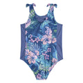 Purple - Back - Animal Girls Tropical Floral One Piece Swimsuit