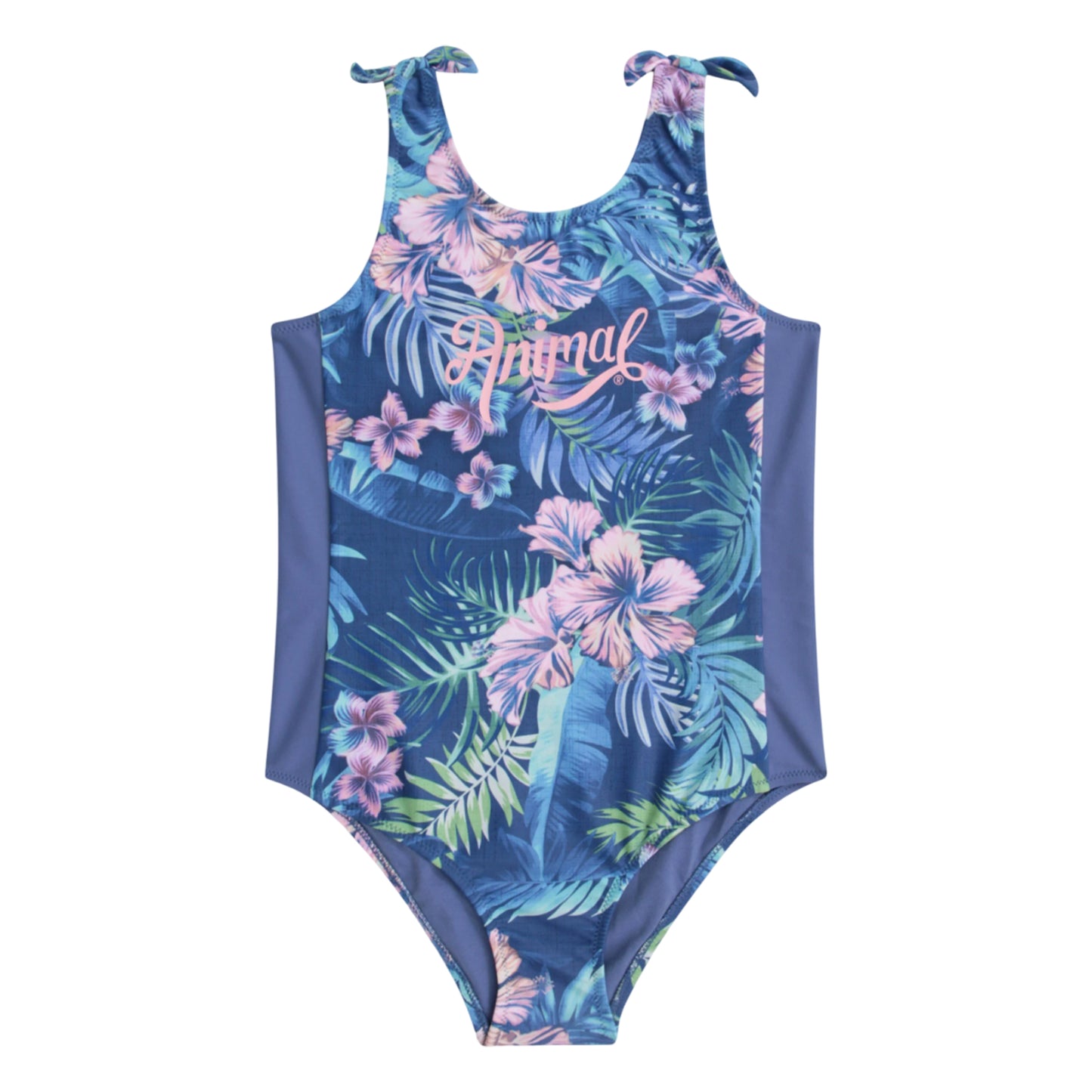 Purple - Front - Animal Girls Tropical Floral One Piece Swimsuit
