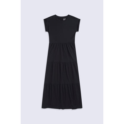 Black - Front - Animal Womens-Ladies Tiered Jersey Maxi Dress