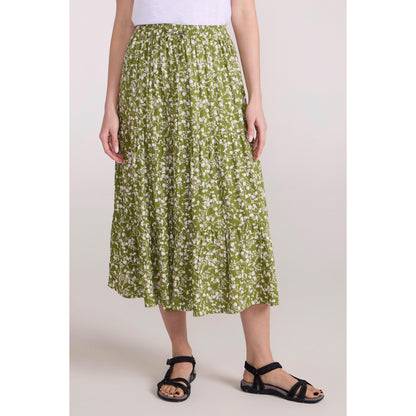Khaki Green - Front - Mountain Warehouse Womens-Ladies Palermo Tiered Midi Skirt