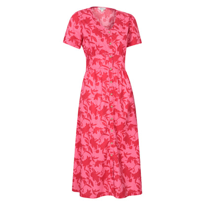 Red - Side - Mountain Warehouse Womens-Ladies Riviera Floral Button Midi Dress