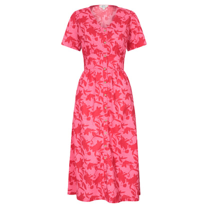 Red - Front - Mountain Warehouse Womens-Ladies Riviera Floral Button Midi Dress