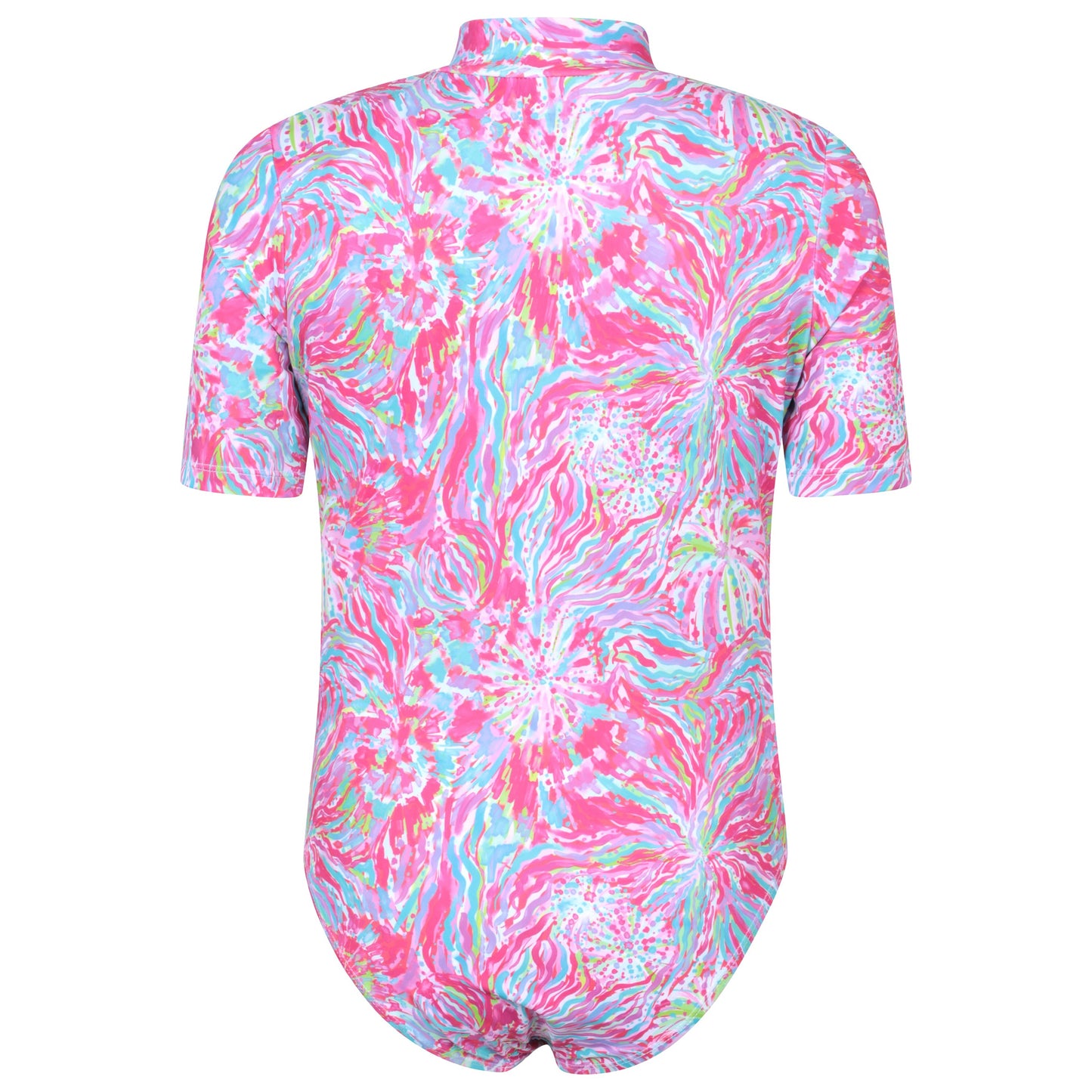 Bright Pink - Back - Mountain Warehouse Childrens-Kids Mira Printed Rash Guard Swimsuit