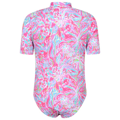 Bright Pink - Back - Mountain Warehouse Childrens-Kids Mira Printed Rash Guard Swimsuit