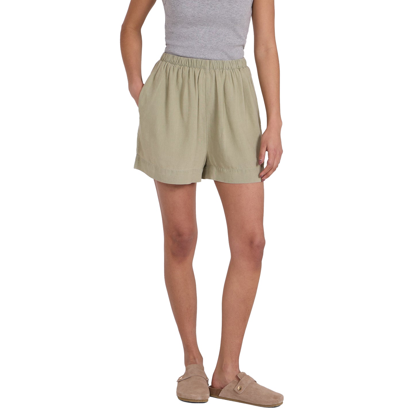 Pale Green - Side - Animal Womens-Ladies Nova Linen Shorts