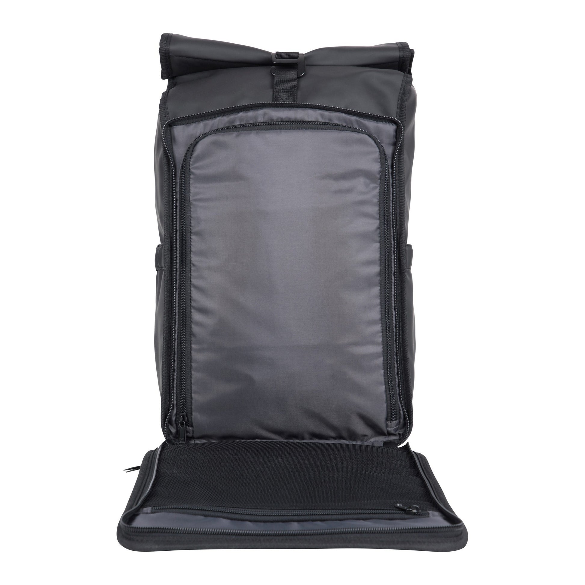 Black - Close up - Mountain Warehouse Commuter Roll Top 22L Backpack
