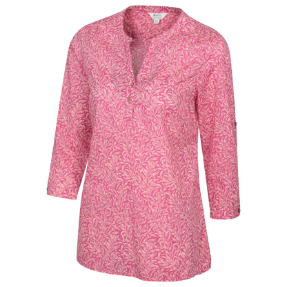 Bright Pink - Side - Mountain Warehouse Womens-Ladies Petra Floral 3-4 Sleeve Shirt