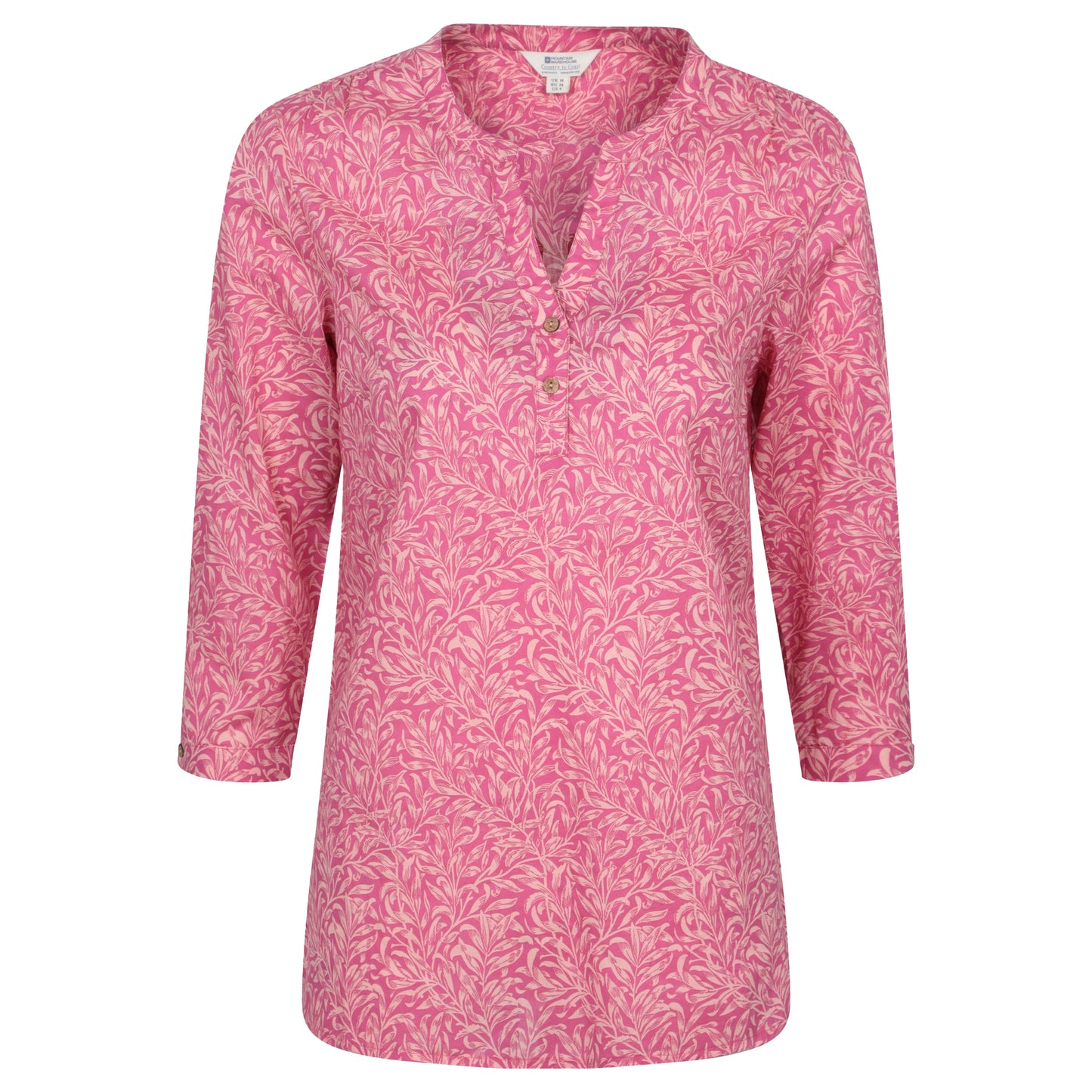 Bright Pink - Front - Mountain Warehouse Womens-Ladies Petra Floral 3-4 Sleeve Shirt