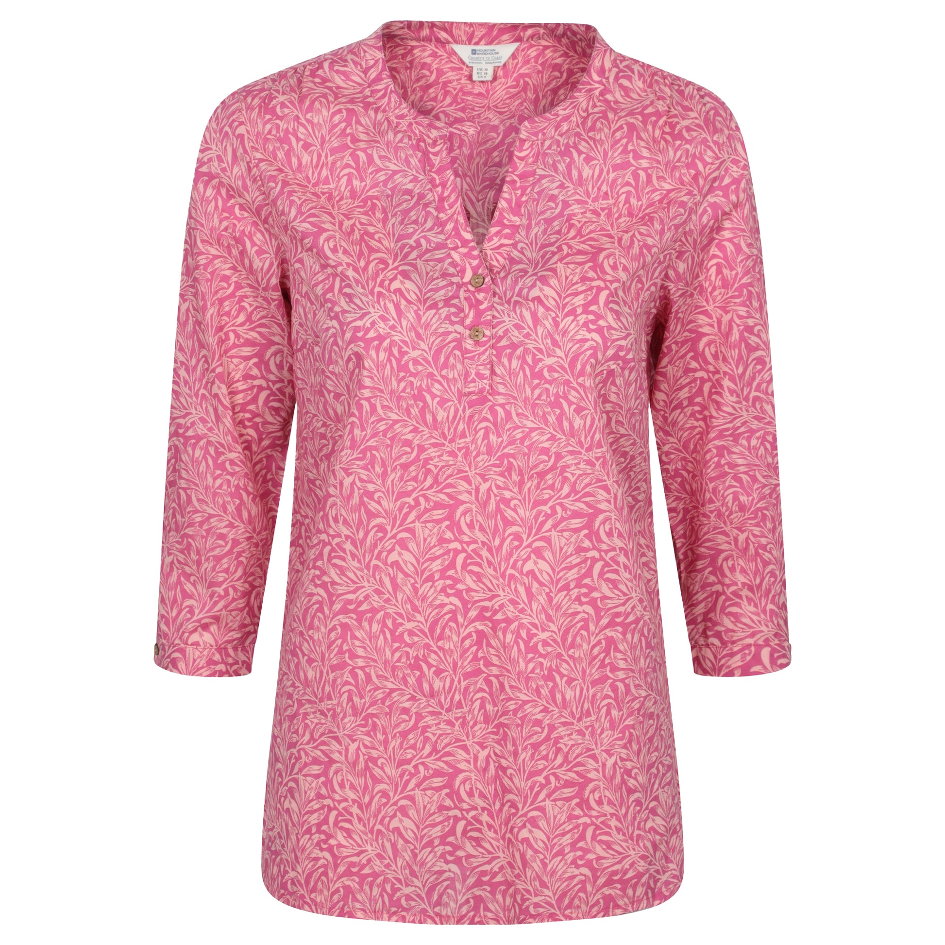 Bright Pink - Front - Mountain Warehouse Womens-Ladies Petra Floral 3-4 Sleeve Shirt