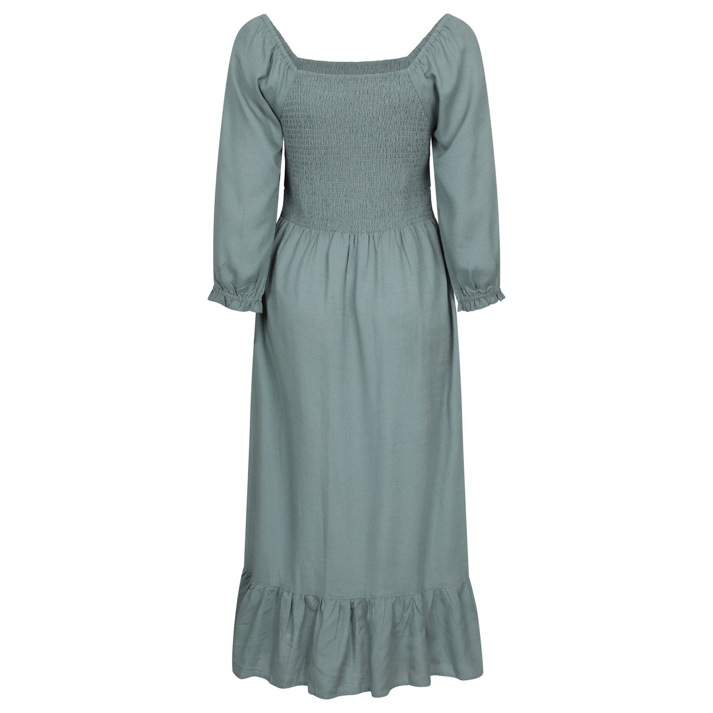 Khaki Green - Back - Mountain Warehouse Womens-Ladies Cadiz Shirred Long-Sleeved Midi Dress