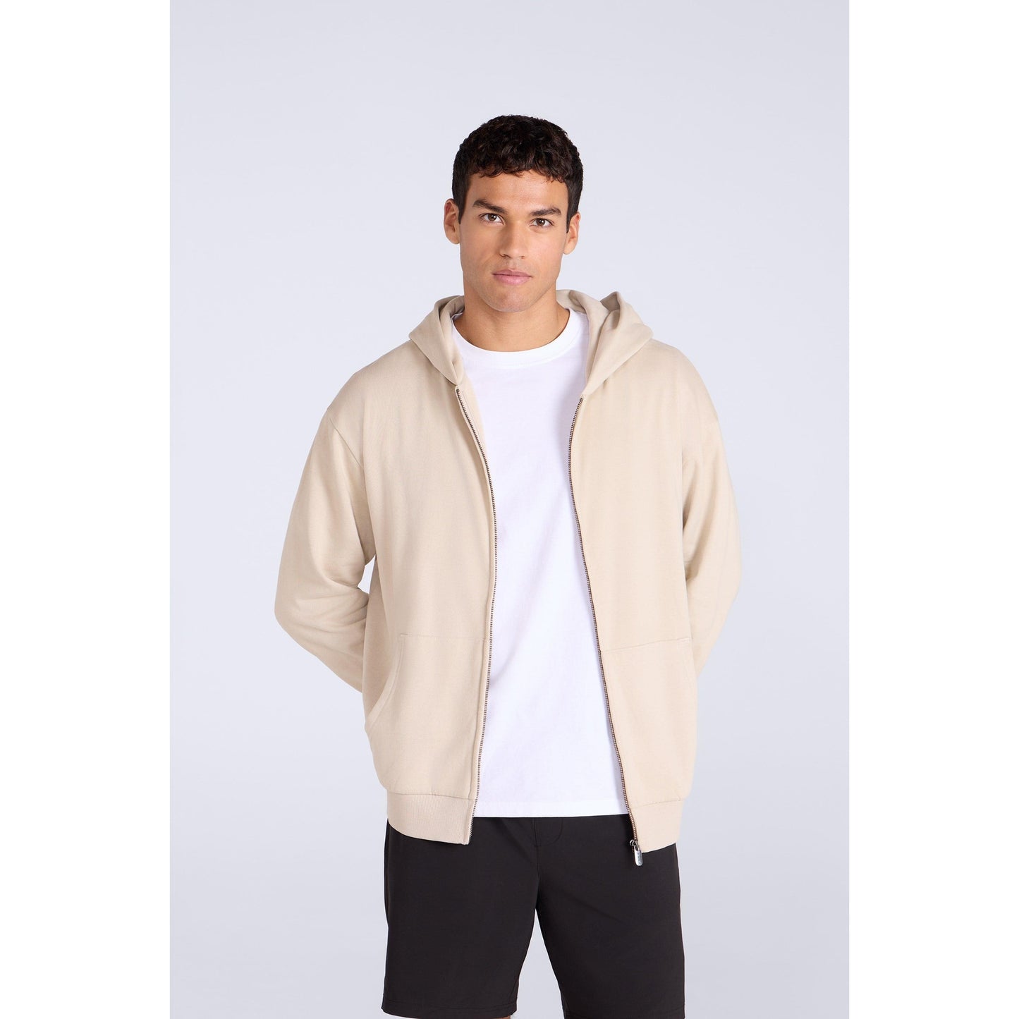 Beige - Front - Animal Mens Icon Logo Full Zip Hoodie