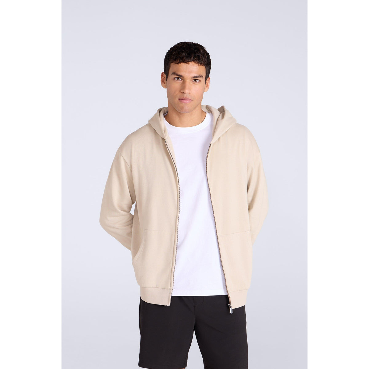 Beige - Front - Animal Mens Icon Logo Full Zip Hoodie