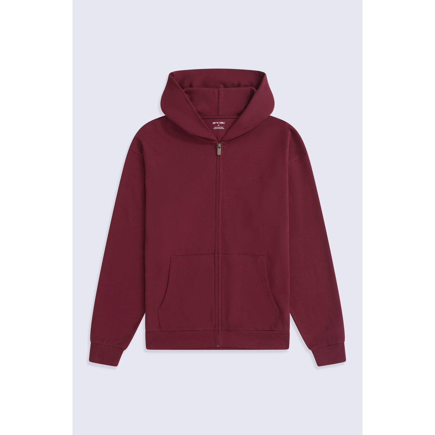 Burgundy - Front - Animal Mens Icon Logo Full Zip Hoodie