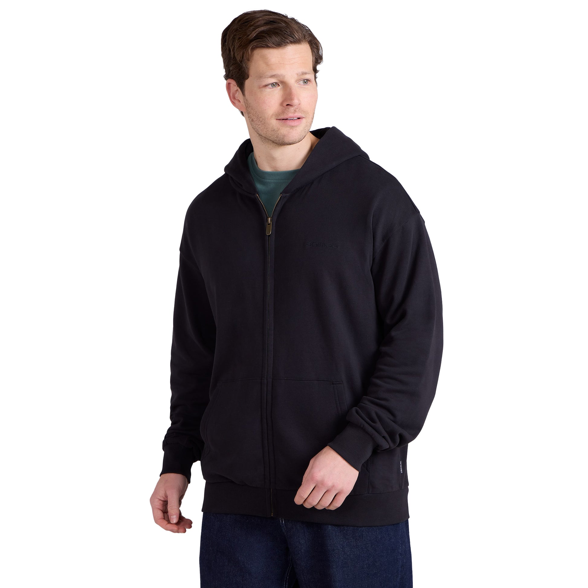 Black Camo - Side - Animal Mens Icon Logo Full Zip Hoodie