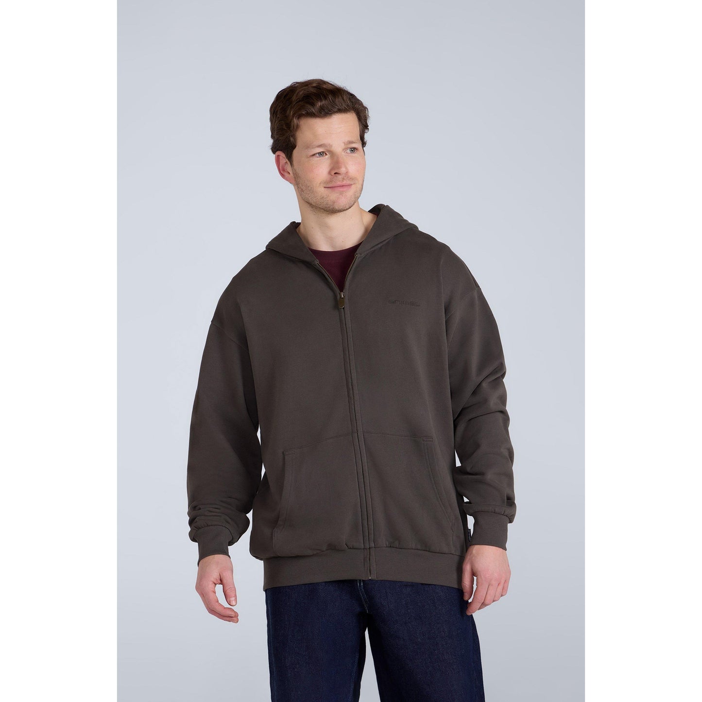 Khaki Green - Front - Animal Mens Icon Logo Full Zip Hoodie
