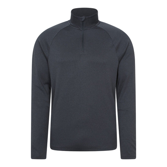 Dark Grey - Front - Mountain Warehouse Mens Spin Textured Half Zip Sweatshirt