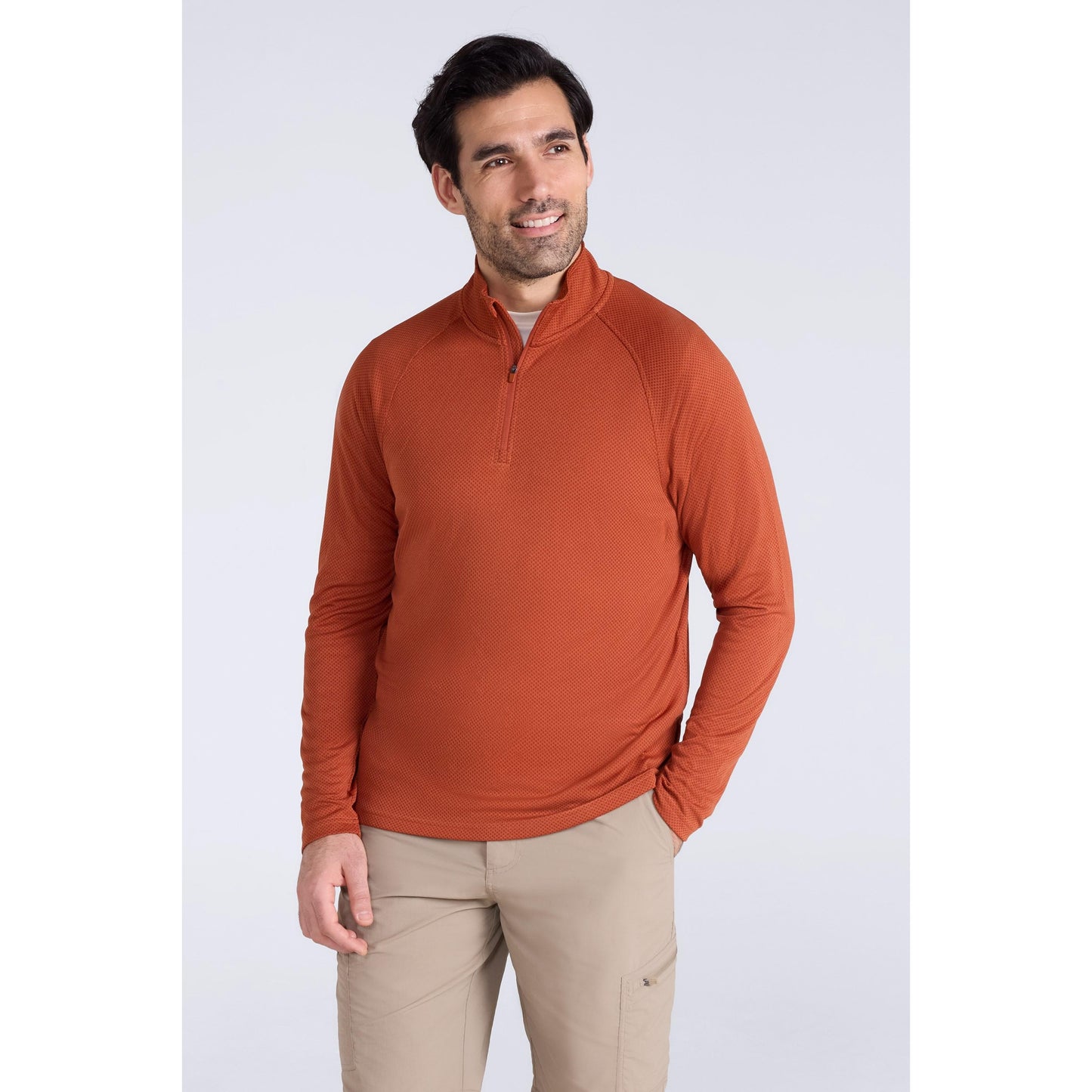 Rust - Front - Mountain Warehouse Mens Spin Textured Half Zip Sweatshirt