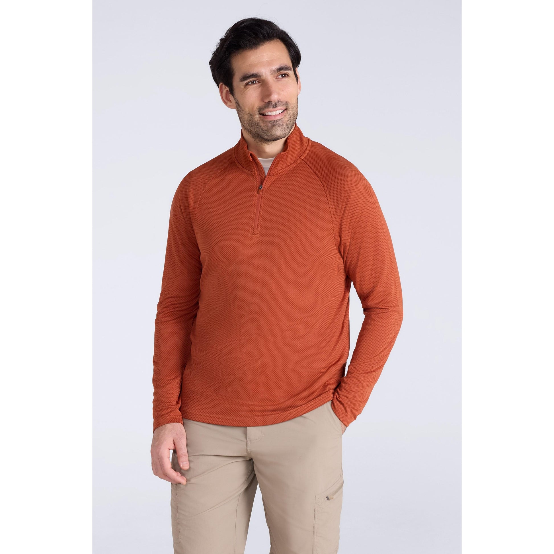 Rust - Front - Mountain Warehouse Mens Spin Textured Half Zip Sweatshirt