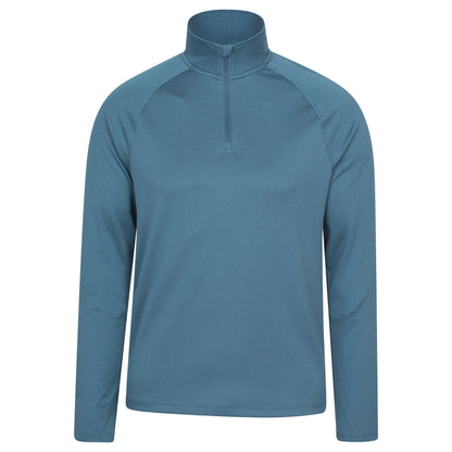 Light Blue - Front - Mountain Warehouse Mens Spin Textured Half Zip Sweatshirt