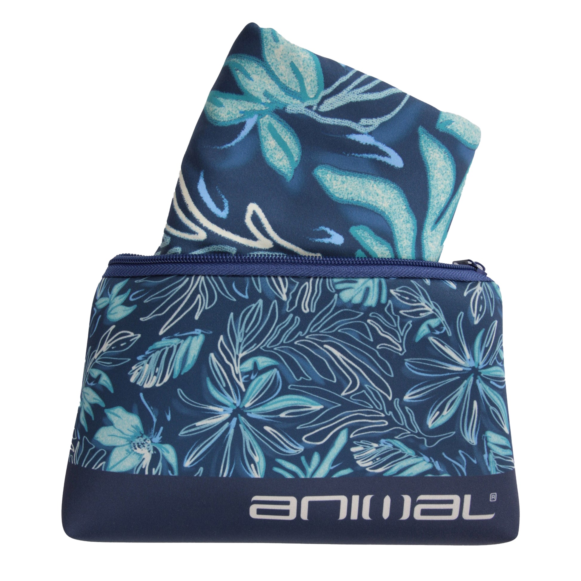 Blue - Side - Animal Floral Pattern Neoprene Bag