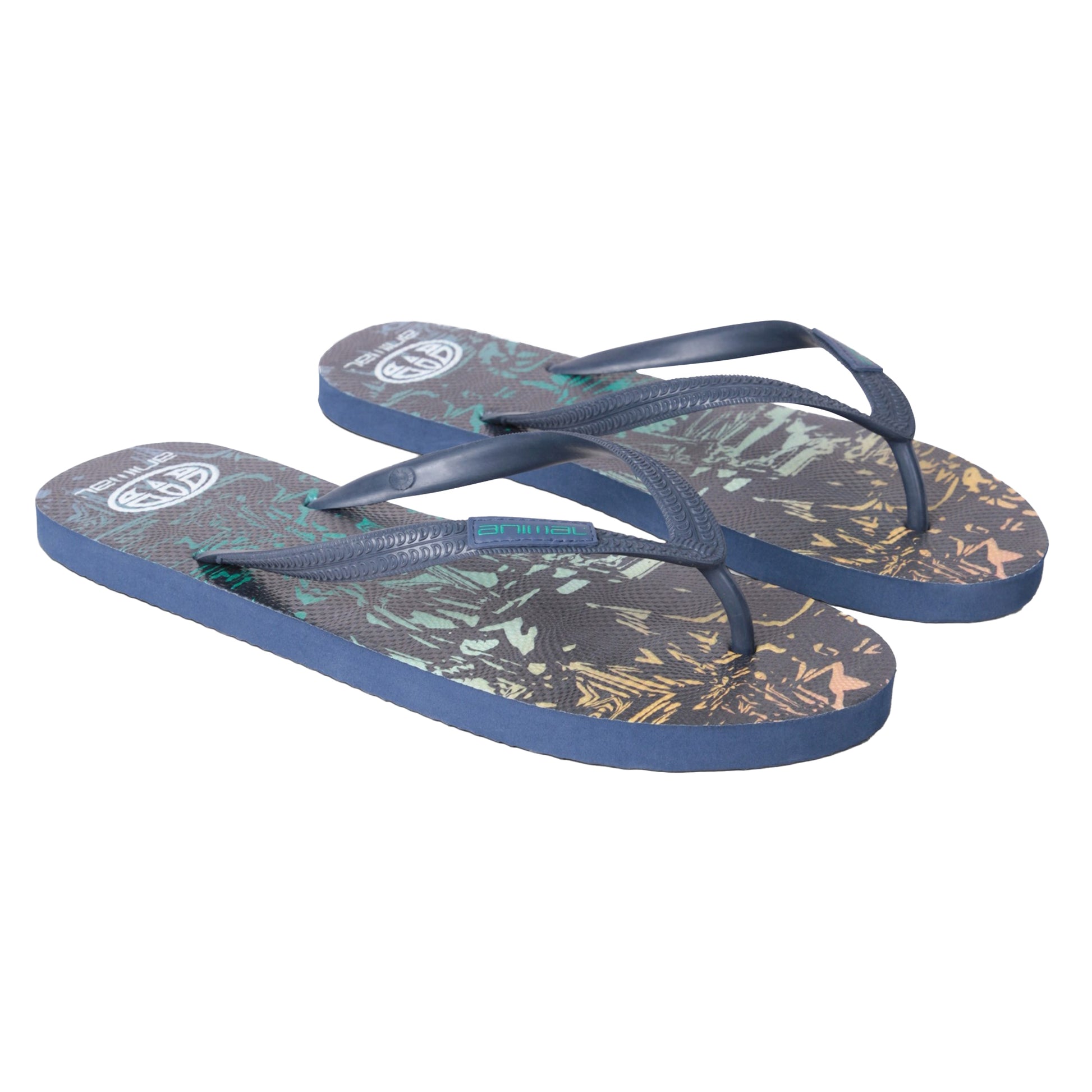Dark Grey - Front - Animal Mens Oceana Printed Flip Flops
