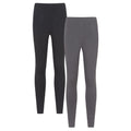 Charcoal - Front - Mountain Warehouse Womens-Ladies Cotton Blend Midweight Leggings (Pack of 2)