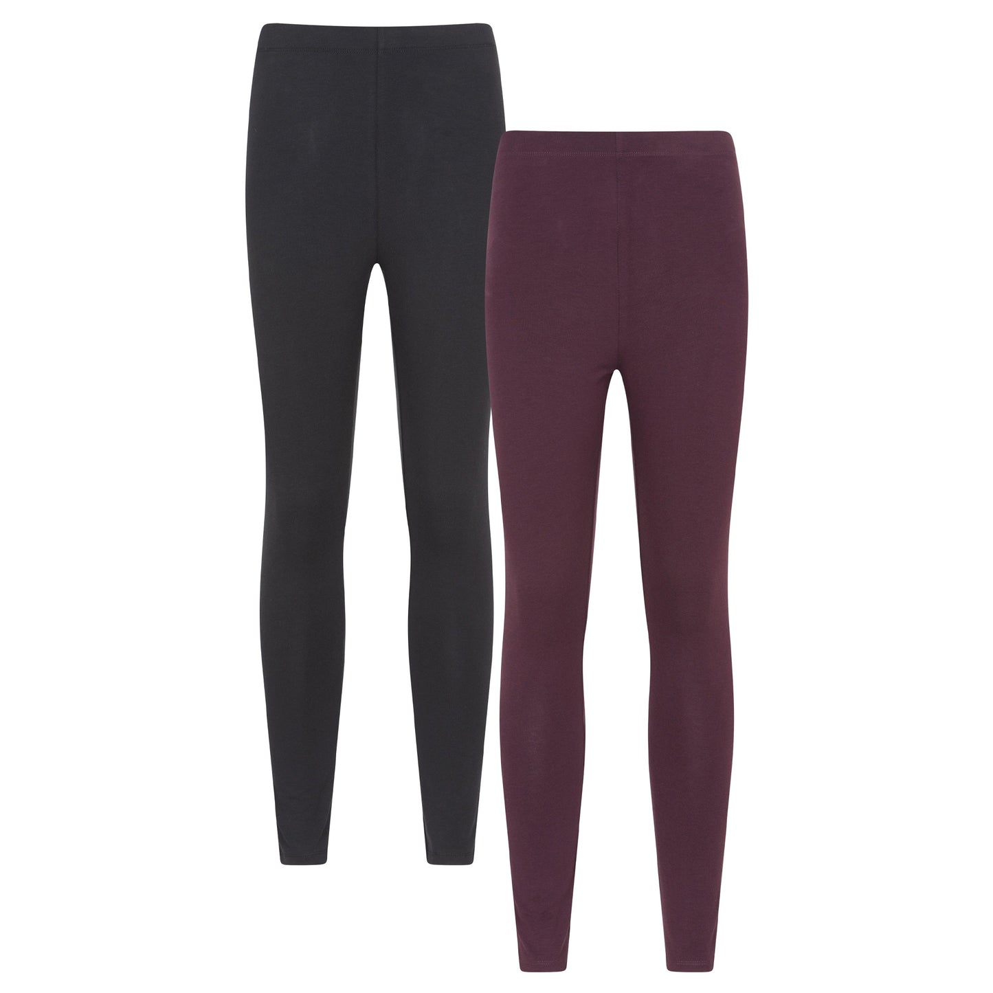 Berry - Front - Mountain Warehouse Womens-Ladies Cotton Blend Midweight Leggings (Pack of 2)