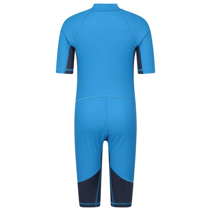 Blue - Back - Mountain Warehouse Childrens-Kids Wave Lined Thermal Wetsuit
