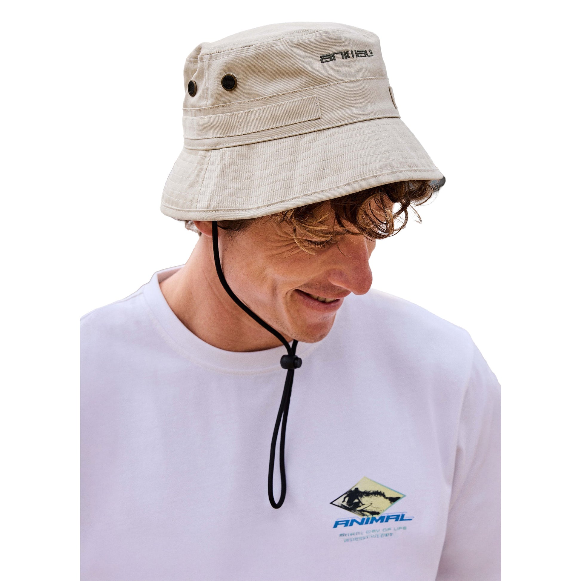 Beige - Side - Animal Mens Ezra Bucket Hat