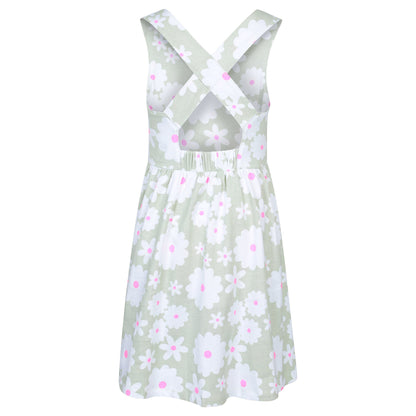 Pale Green - Back - Mountain Warehouse Girls Lana Flowers Cross Back Dress