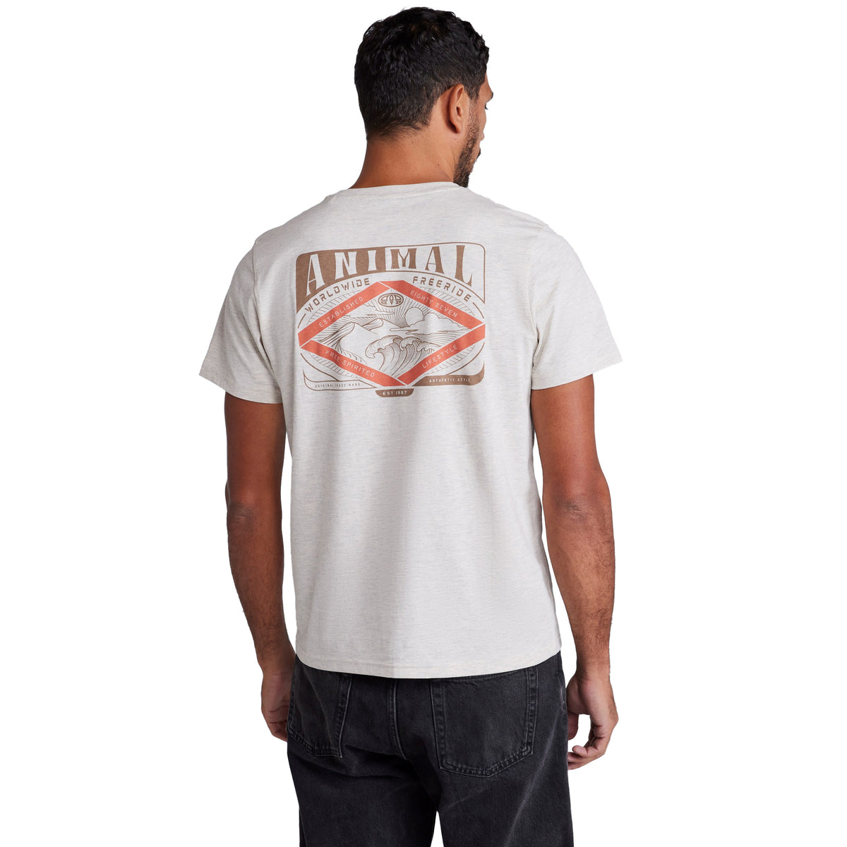 Light Beige - Back - Animal Mens Jacob Relaxed Fit T-Shirt