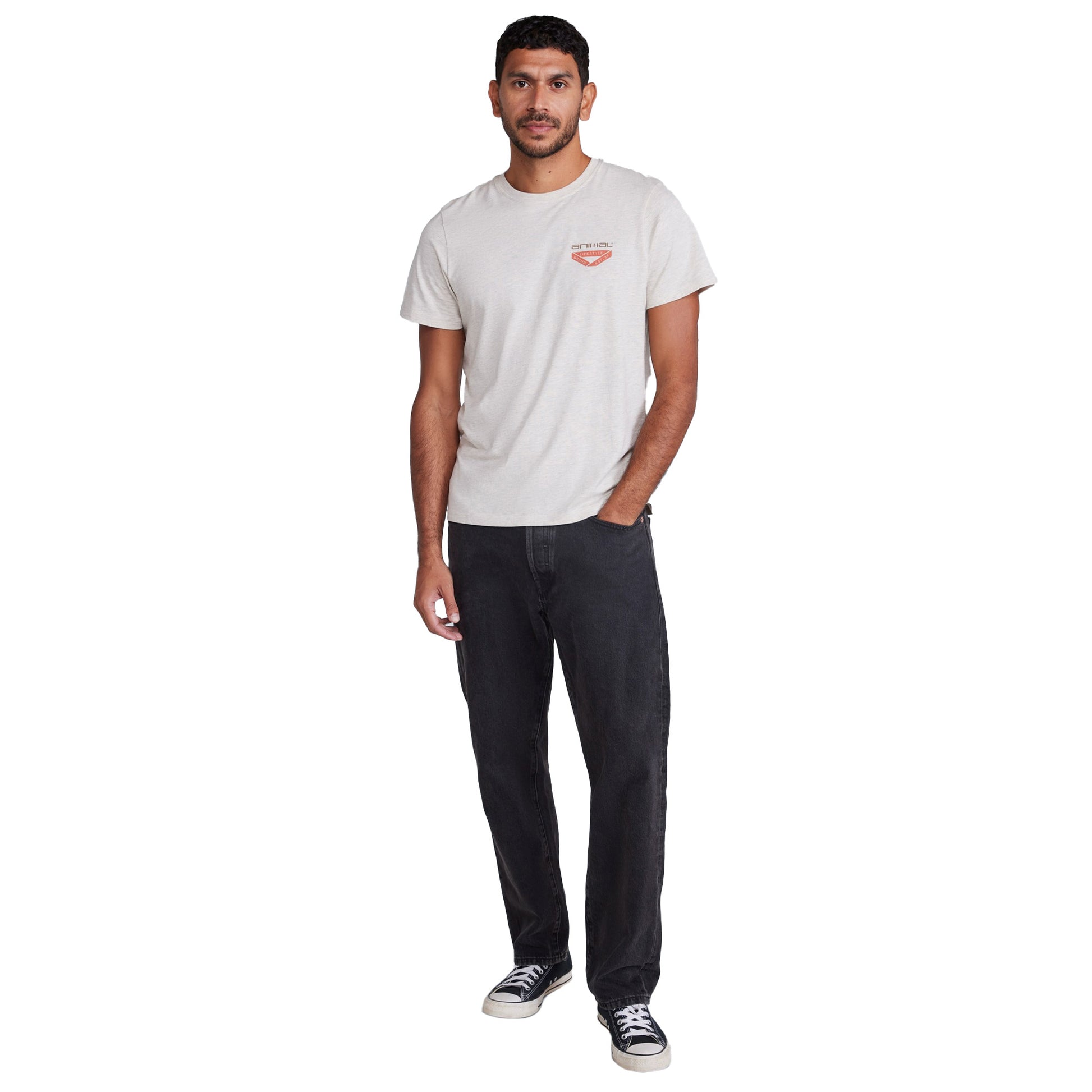 Light Beige - Side - Animal Mens Jacob Relaxed Fit T-Shirt