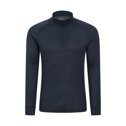 Navy - Front - Mountain Warehouse Mens Talus Zip Neck Long-Sleeved Thermal Top