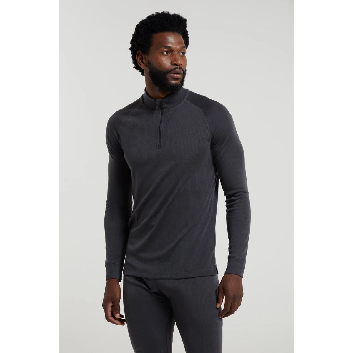 Navy - Side - Mountain Warehouse Mens Talus Zip Neck Long-Sleeved Thermal Top