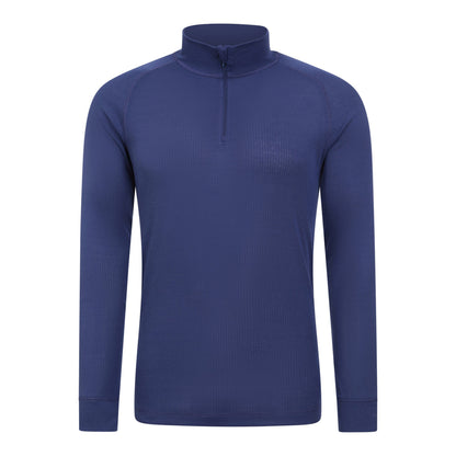Dark Blue - Front - Mountain Warehouse Mens Talus Zip Neck Long-Sleeved Thermal Top