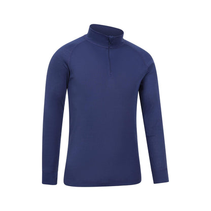 Dark Blue - Front - Mountain Warehouse Mens Talus Zip Neck Long-Sleeved Thermal Top