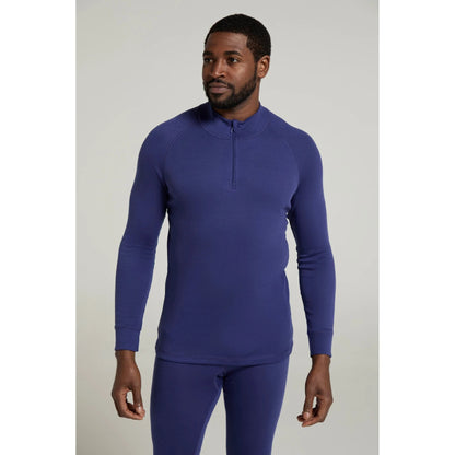 Dark Blue - Lifestyle - Mountain Warehouse Mens Talus Zip Neck Long-Sleeved Thermal Top