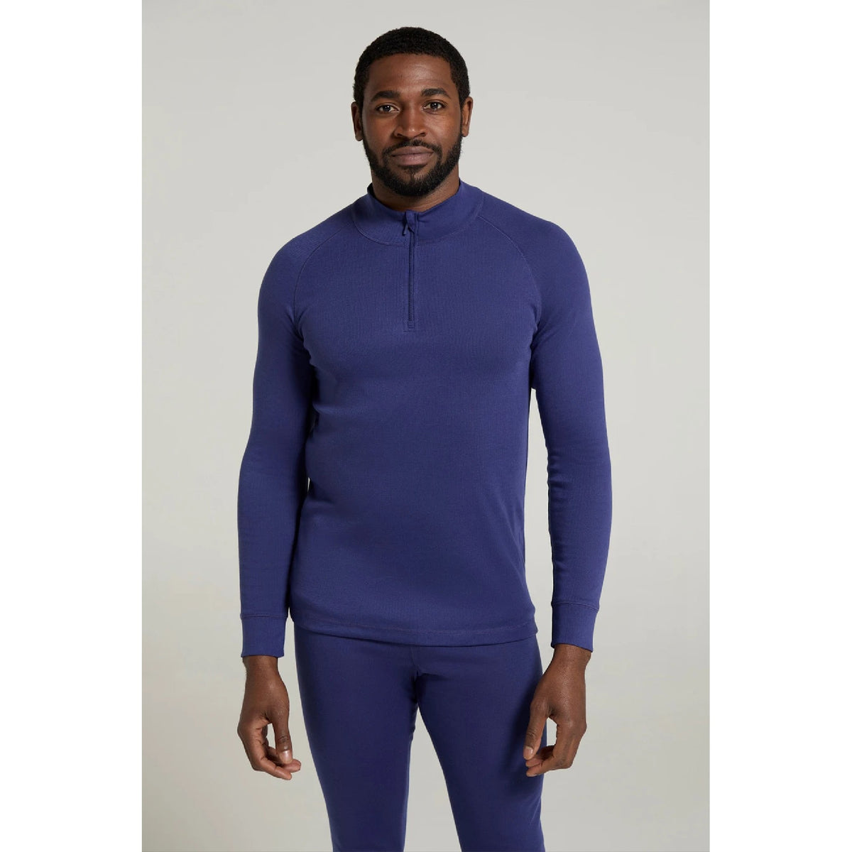 Khaki Green - Back - Mountain Warehouse Mens Talus Zip Neck Long-Sleeved Thermal Top