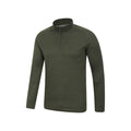 Khaki Green - Side - Mountain Warehouse Mens Talus Zip Neck Long-Sleeved Thermal Top