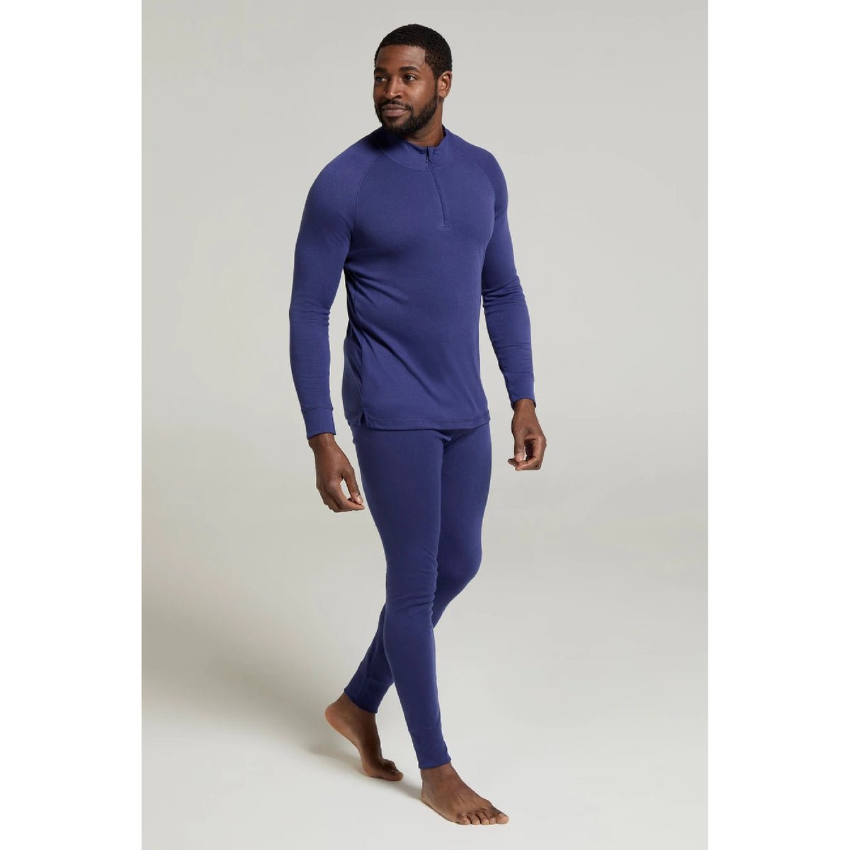 Khaki Green - Side - Mountain Warehouse Mens Talus Zip Neck Long-Sleeved Thermal Top