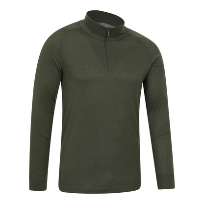 Khaki Green - Lifestyle - Mountain Warehouse Mens Talus Zip Neck Long-Sleeved Thermal Top