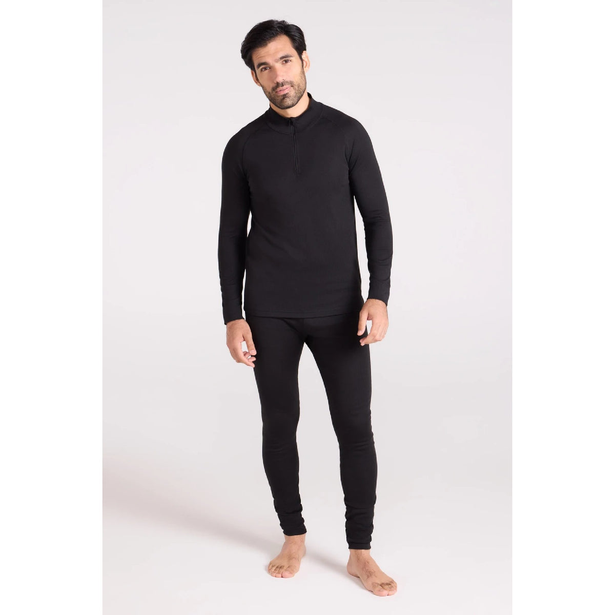 Charcoal - Front - Mountain Warehouse Mens Talus Zip Neck Long-Sleeved Thermal Top