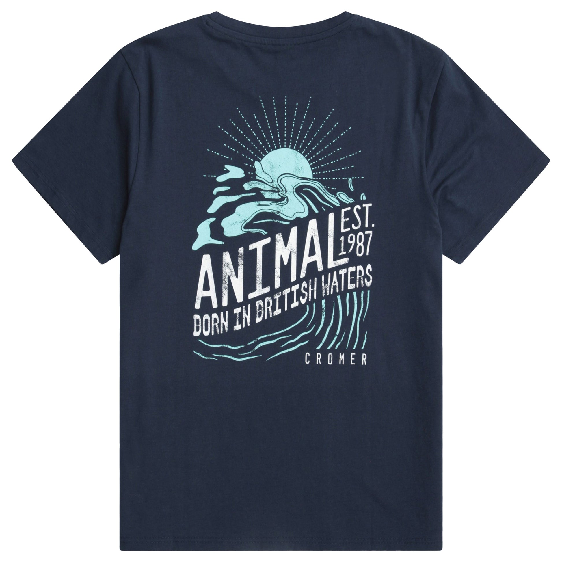 Navy - Back - Animal Mens Jacob Cromer Rising Sun T-Shirt