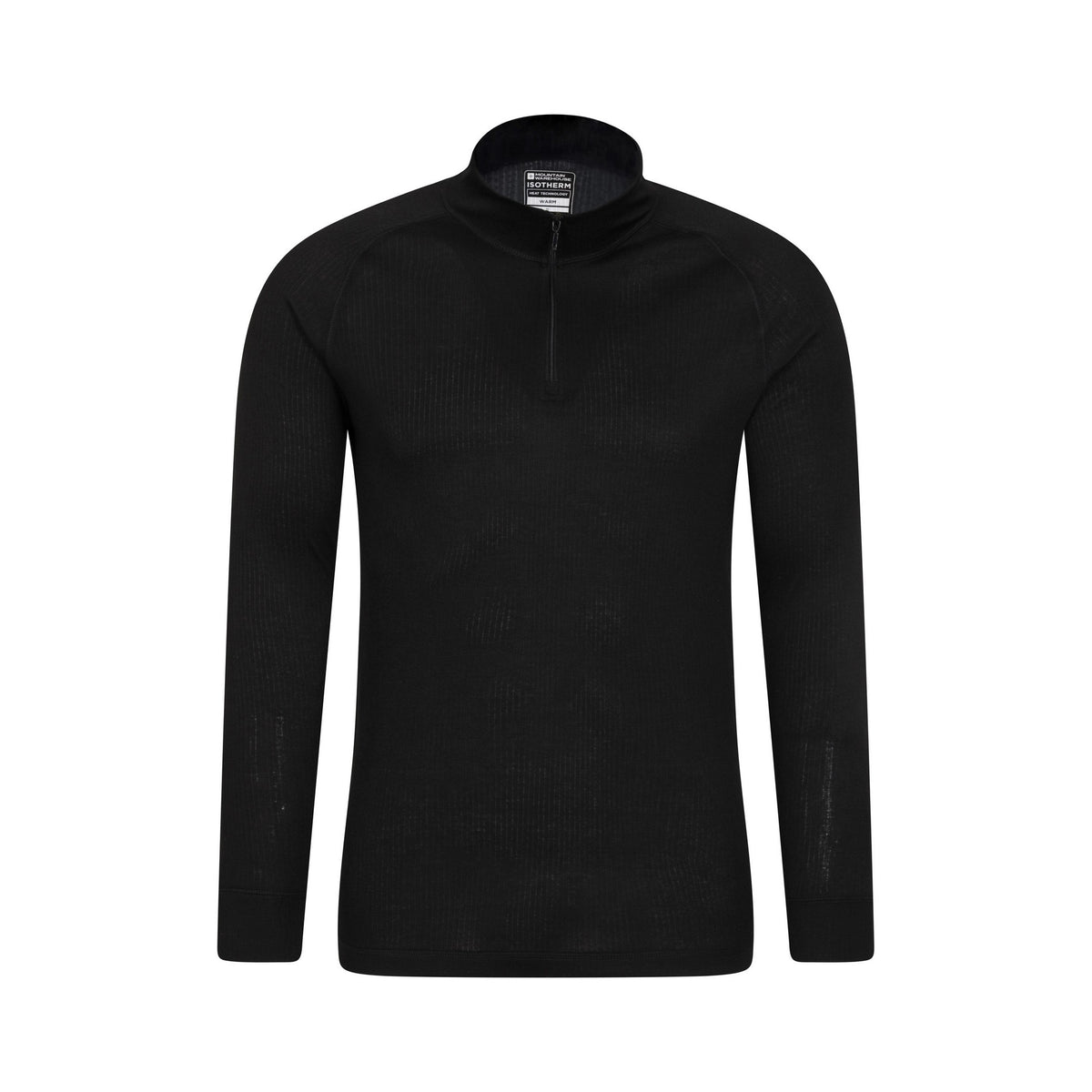 Black - Front - Mountain Warehouse Mens Talus Zip Neck Long-Sleeved Thermal Top