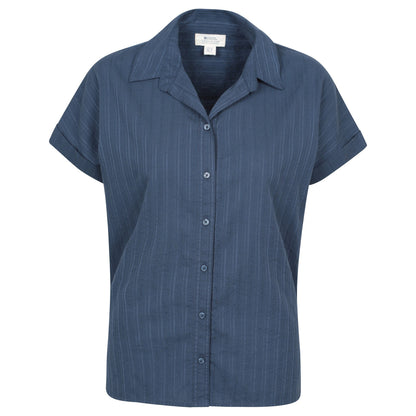 Navy - Front - Mountain Warehouse Womens-Ladies Palm Stripe Relaxed Fit Shirt