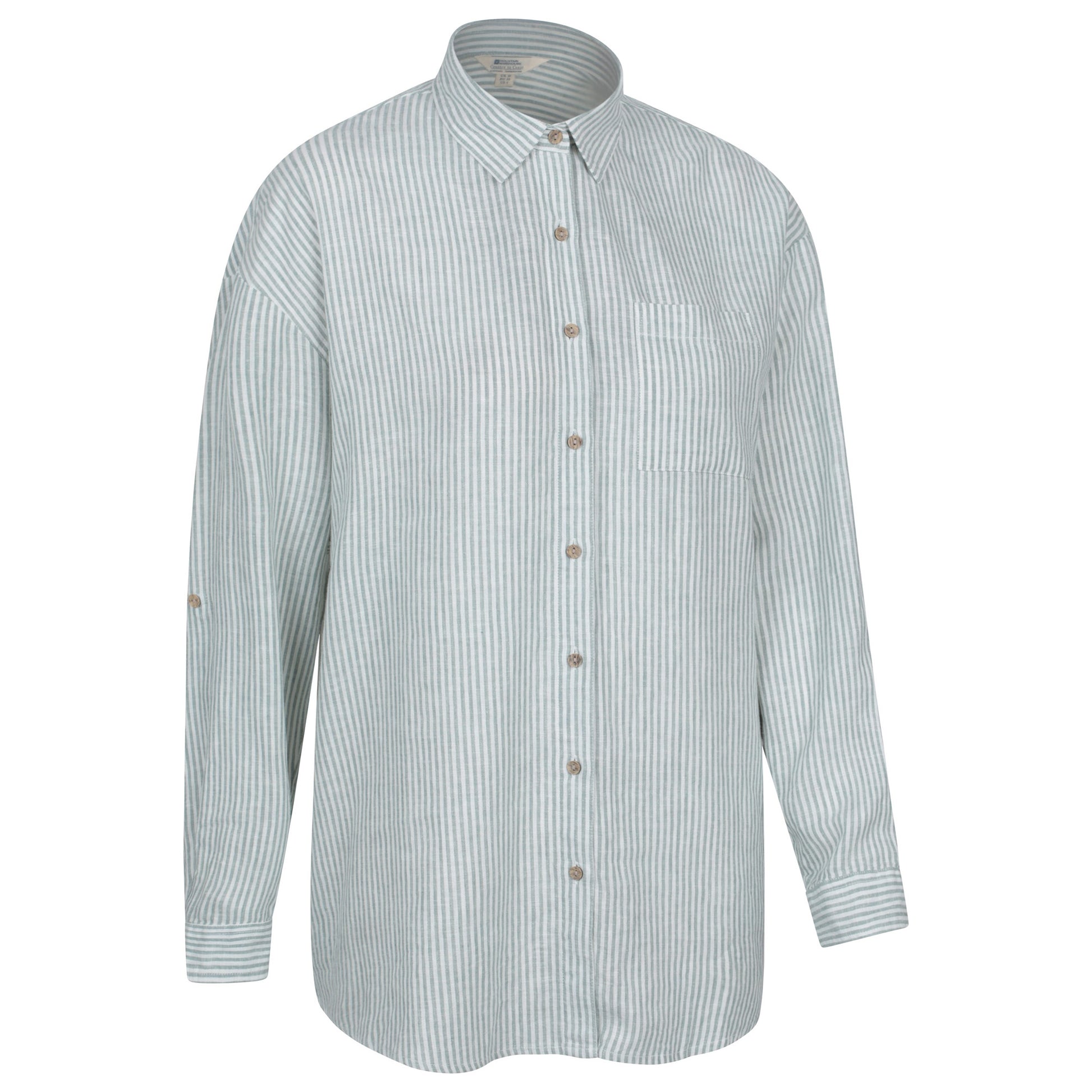 Light Khaki - Side - Mountain Warehouse Womens-Ladies Santiago Stripe Oversized Shirt